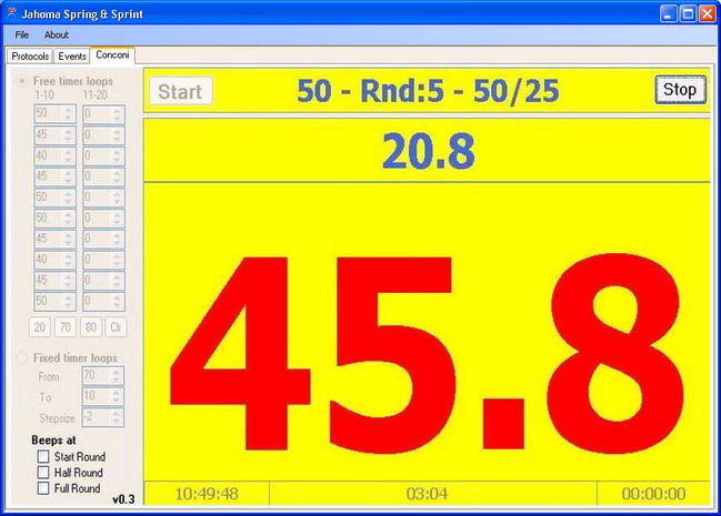 Configureerbare a-cyclische count-down or count-up tijdklok voor bijvoorbeeld uitvoeren van een Conconi inspanningstest.